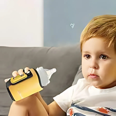 chauffe biberon portable, un enfant se nourrit