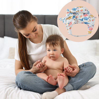 coussin d'allaitement lactea maman sereine au lit avec bebe