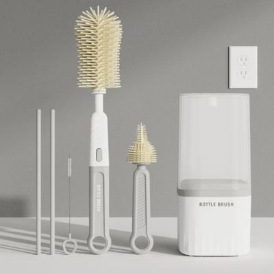 goupillon pour biberon anti rayures gris