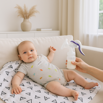 tire lait manuel picoli bebe allonger dans canape