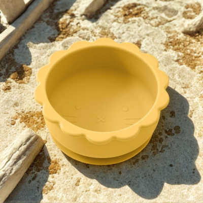 Assiette bebe Antiderapante Silicone moutarde