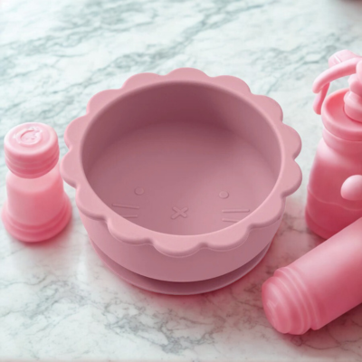 Assiette bebe Antiderapante Silicone rose