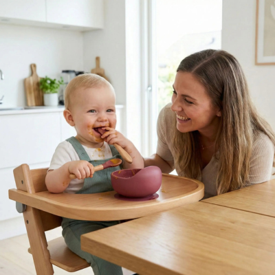 Assiette bebe Autonomie bebe mange seul en presence maman