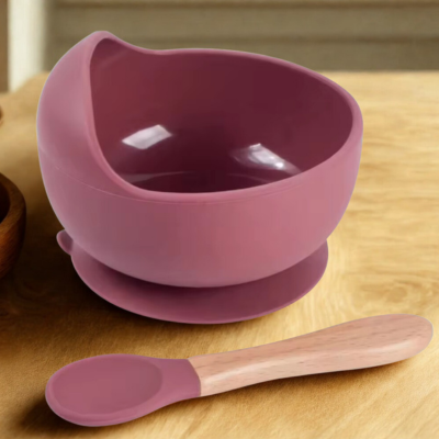 Assiette bebe Autonomie rose fonsee