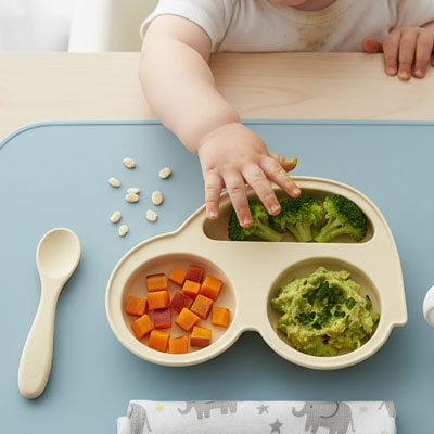 Assiette bebe ventouse indecollable avec des legume