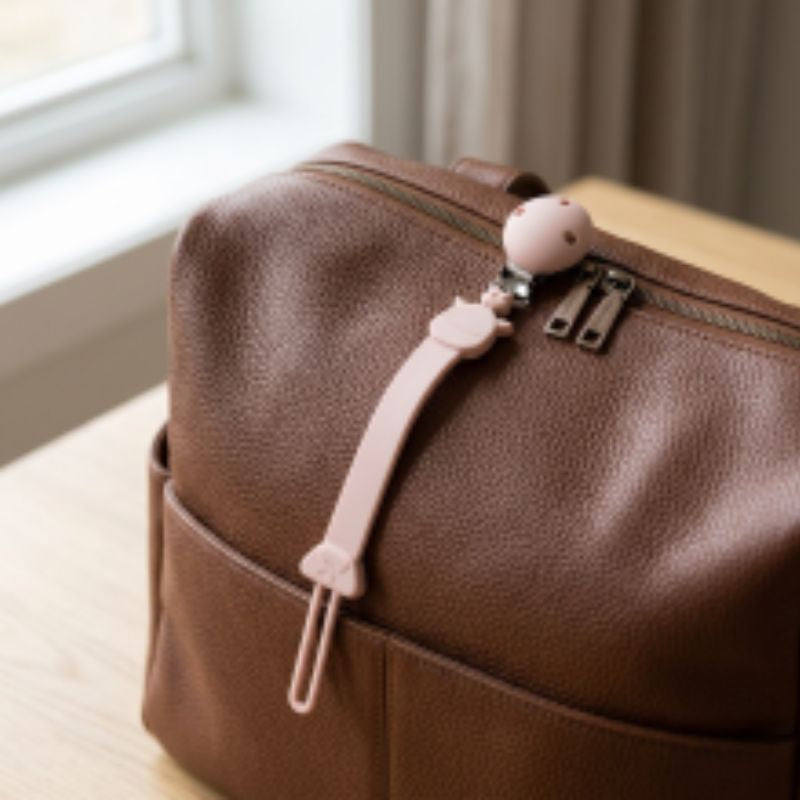 attache tetine sur le sac langer