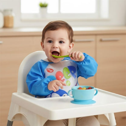 Bavoir bebe Douceur Absorbante enfant mange avec sa cuillere