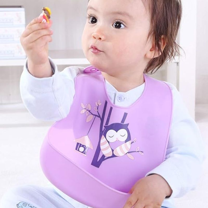 Bavoir bébé Praticité  violet hibou confort