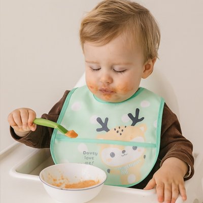 Bavoir bebe petit glouton vert