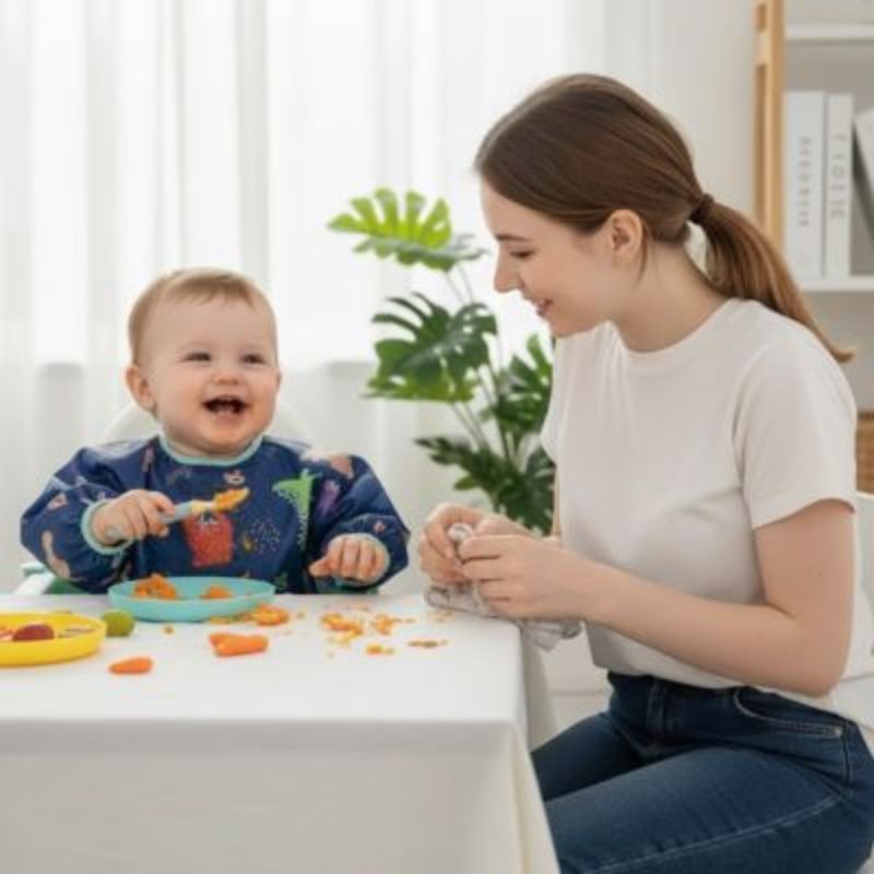 Bavoir manche longue Confort Ajustable maman contente de son bébé