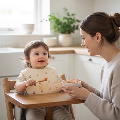 Bavoir silicone bebe Anti-tache ergonomique mange avec cuillere propre