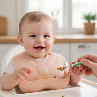 Bavoir silicone bebe Repas propres bebe content avec maman