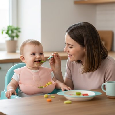 Bavoir silicone bebe Repas propres bebe mange avec maman