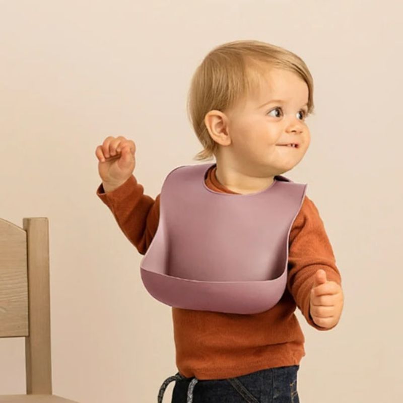 Bavoir bebe Collection Premium rose poudree