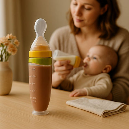 Biberon cuillère 2 en 1 Nomade maman donne le biberon