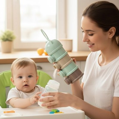 Boite doseuse lait PratikVoyage bebe attent son biberon