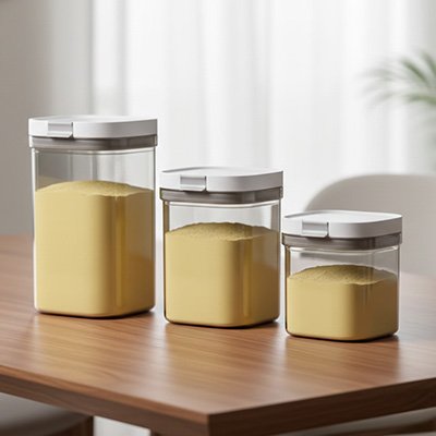 Boite doseuse lait Securisee presentation trois contenants