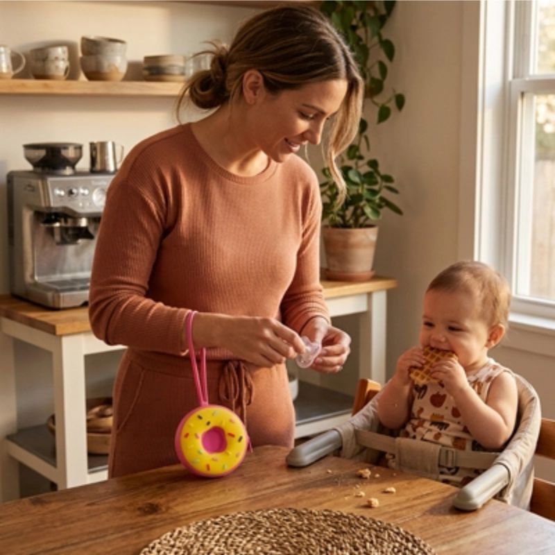 Boite a tetine​ marron accrocher au bras de maman 