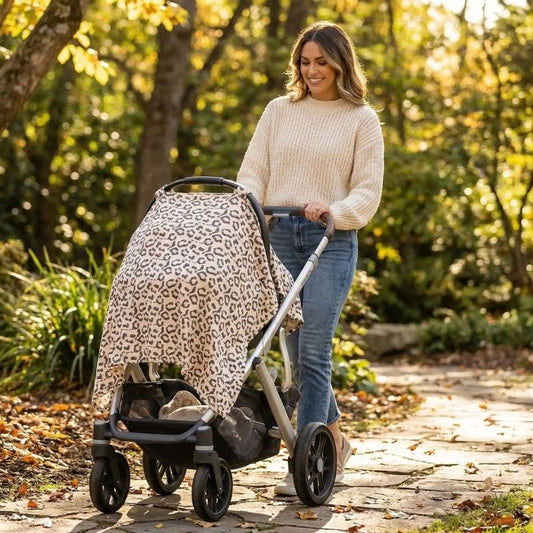 Cape allaitement en poussette avec bebe