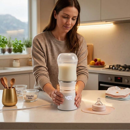 Chauffe-biberon Nomade maman dans sa  cuisine réchauffe le lait