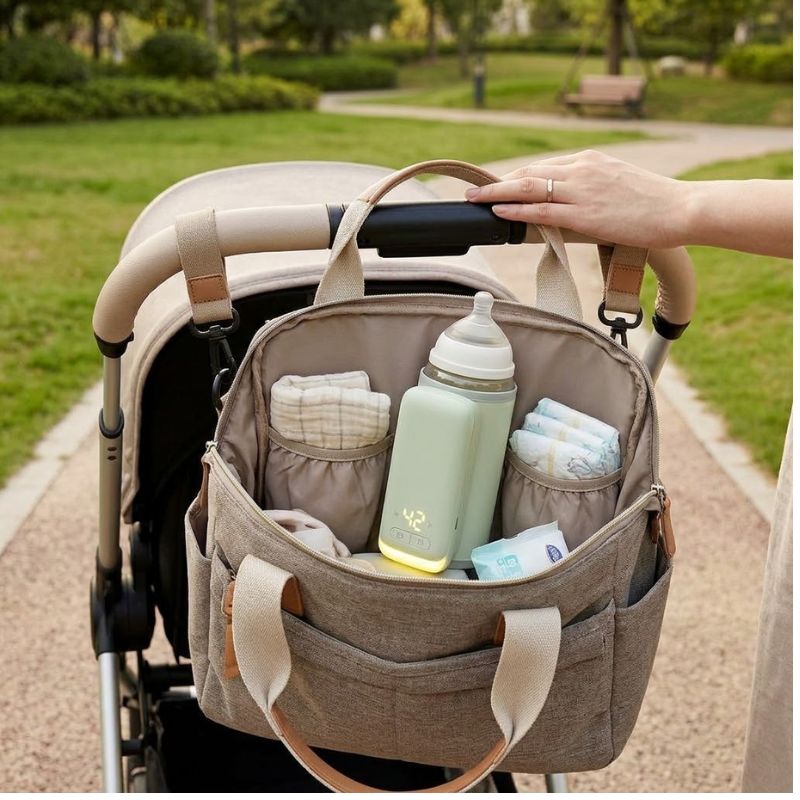 chauffe biberon nomade dans sac  poussette