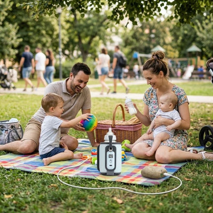 chauffe biberon portable en famille pique nique