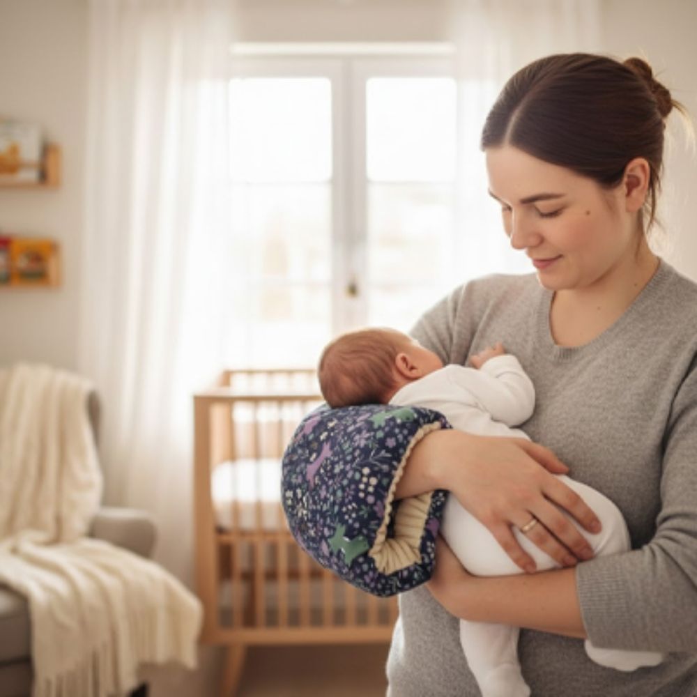 Coussin d'allaitement  maman berce son petit debout