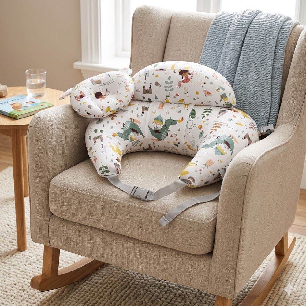 Coussin d'allaitement poser dans fauteuil a bascule