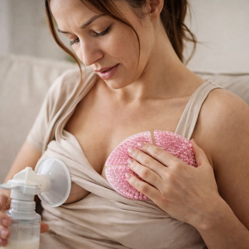 Coussinet d'allaitement maman utilise un tire lait