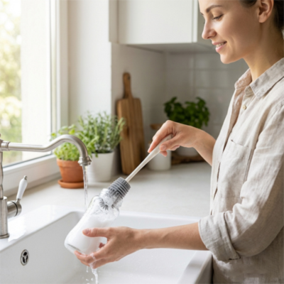 Goupillon biberon maman souriant avec brosse