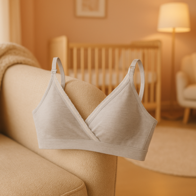 Soutient gorge allaitement Iris poser au fauteuil