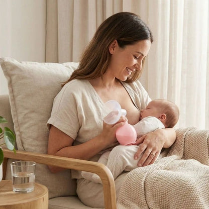 tire lait manuel maman avec bebe au sein