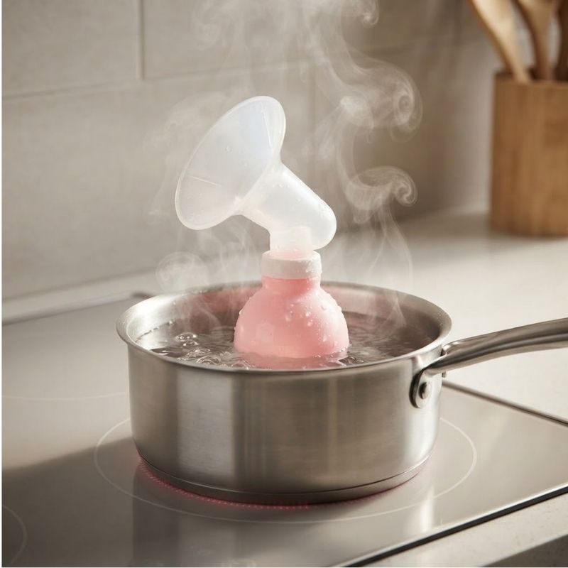 Tire lait manuel dans casserole eau chaude