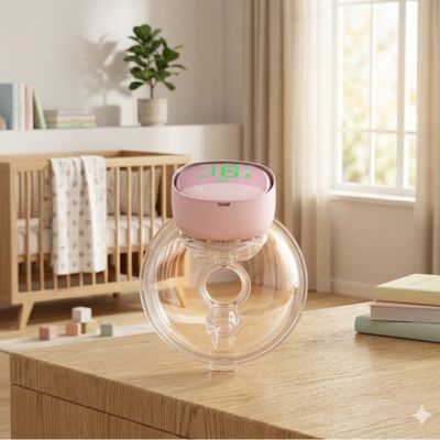 tire lait electrique rose sur commode