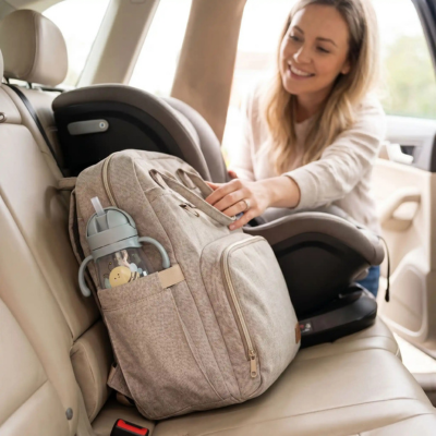 Verre Bebe dans sac maman