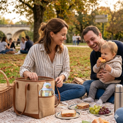 Verre Bebe en famille au parc