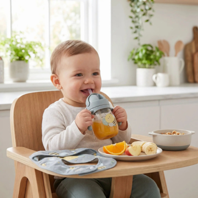 Verre Bebe enfant assis dans sa chaise