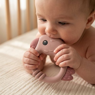 Anneau de dentition bébé dans son berceau