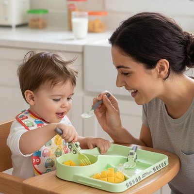 Assiette bebe mamanfait manger son enfant
