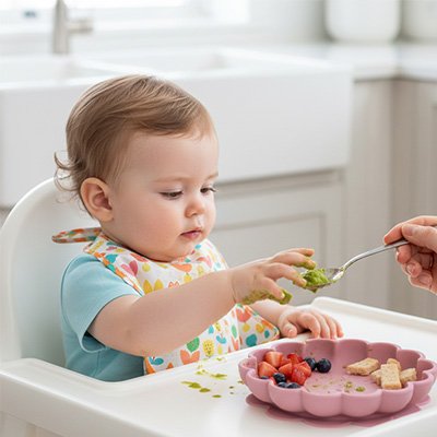 Assiette bébé ventouse enfant souriante