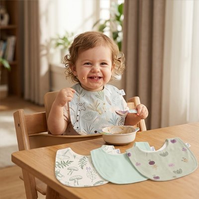 Bavoir bébé poser sur table a manger