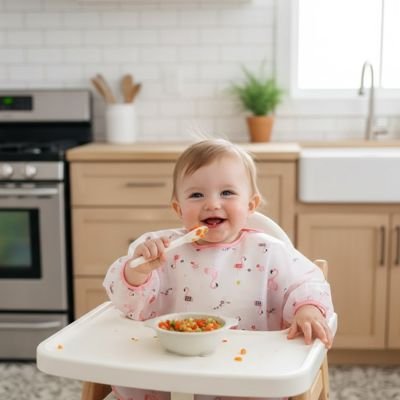 Bavoir manche longue enfant qui sourit 