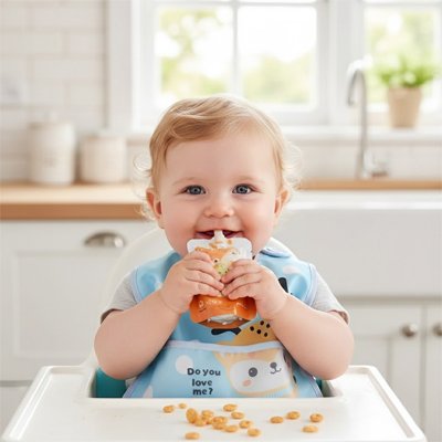 Bavoir pour bebe qui mange sa compote