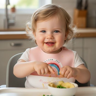 Bavoir silicone bebe tout souriant