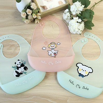 Bavoir silicone lavable trois coloris