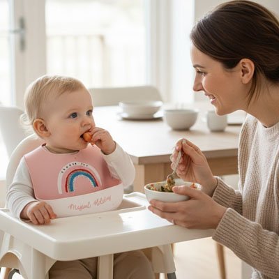 Bavoir silicone maman aide bebe a manger