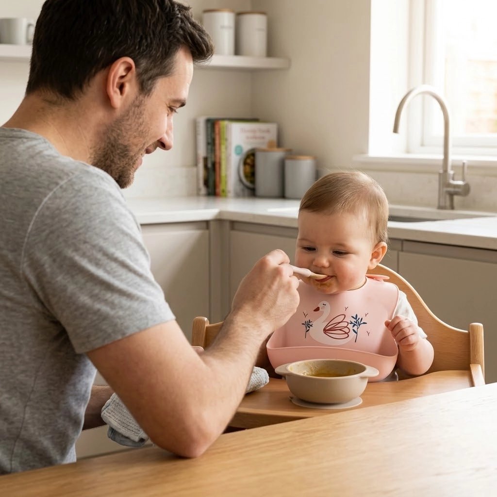 Bavoir silicone papa fait manger bebe