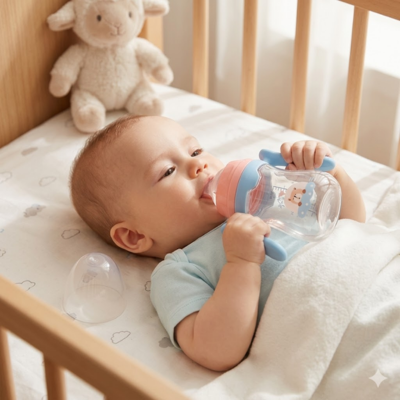 biberon avec bebe dans son lit
