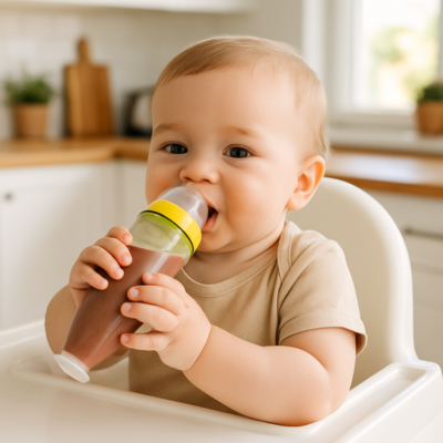 biberon cuillere 2 en 1 Nomade bebe prend son repas