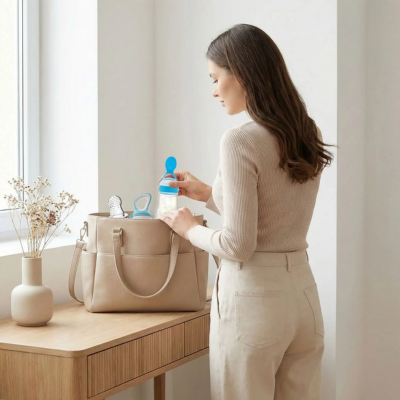 biberon cuillere maman met dans son sac